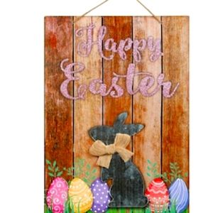 Easter Galvanized Bunny Hanging Wall Sign 13.25x.25x9.5 in.